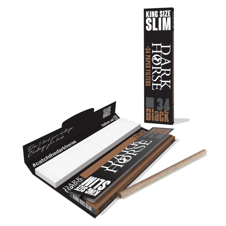 Dark Horse Black King Size Rolling Papers + Tips