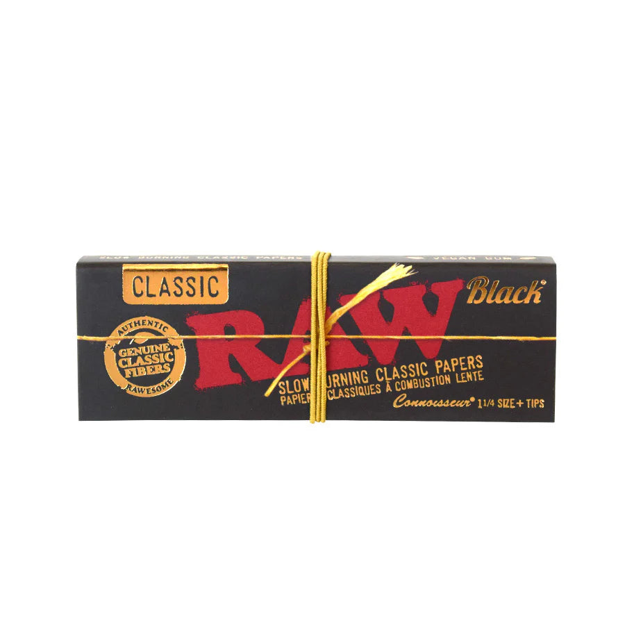 RAW 1¼ Size Black Connoisseur + Tips
