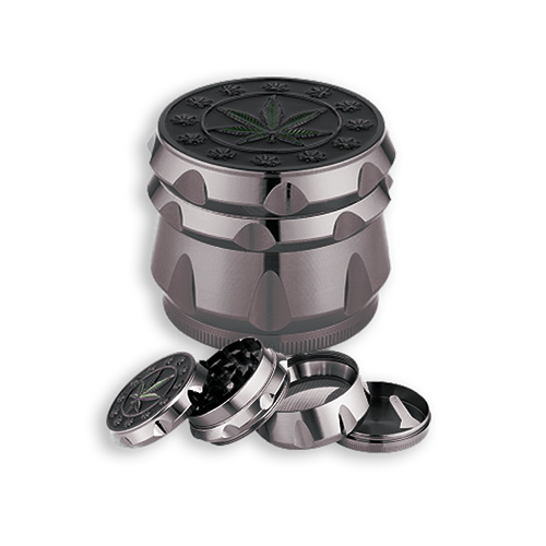 4 Piece Metal Grinder - Leaf Design