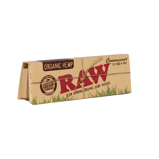 RAW 1¼ Size Organic Hemp Connoisseur + Tips